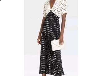 A New Day Polka Dot Contrast V-Neck Maxi Dress, Size XS
